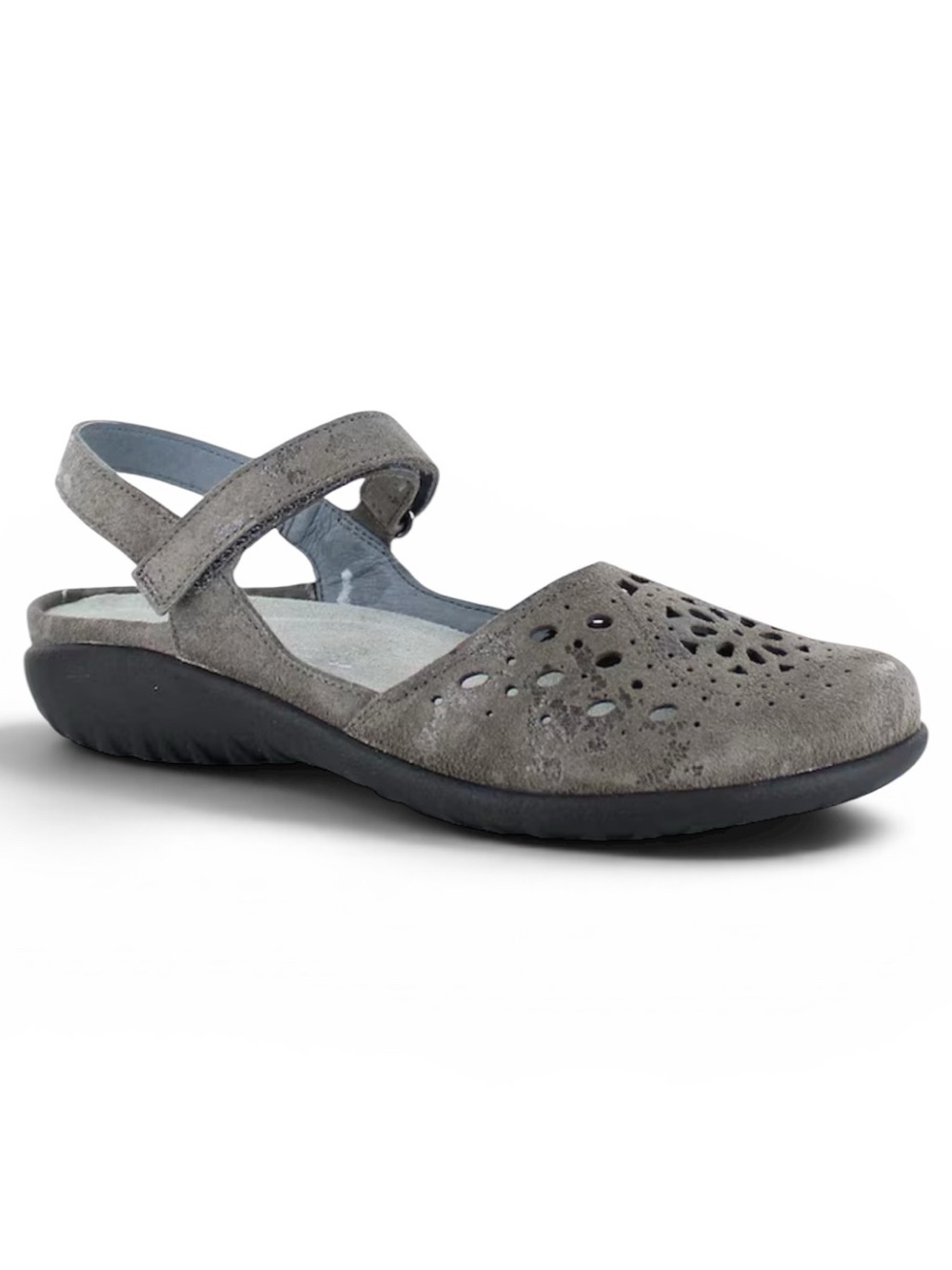 NAOT Arataki Perforated Leather Hook And Loop Slingback Mary Jane Flats